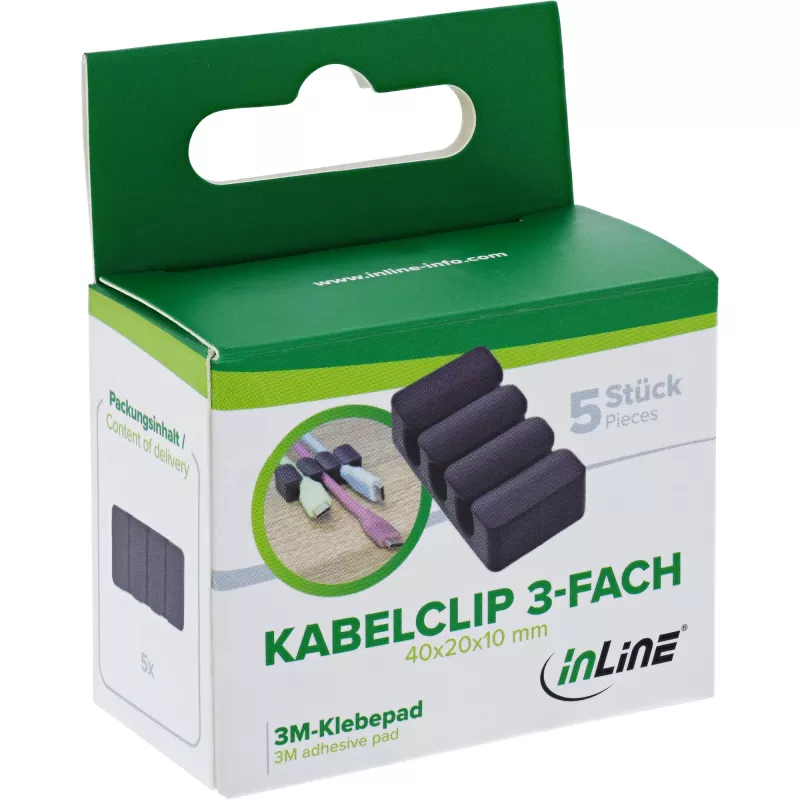 InLine 59971J organizér na káble univerzálny klip na káble čierny 5 ks