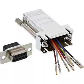 InLine adaptér DB9 konektor samica / RJ45 8P8C konektor samica kovové puzdro 68889L
