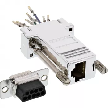 InLine adaptér DB9 konektor samica / RJ45 8P8C konektor samica kovové puzdro 68889L
