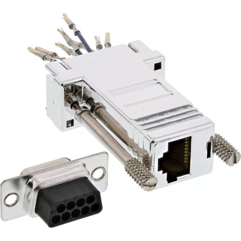 InLine adaptér DB9 konektor samica / RJ45 8P8C konektor samica kovové puzdro 68889L