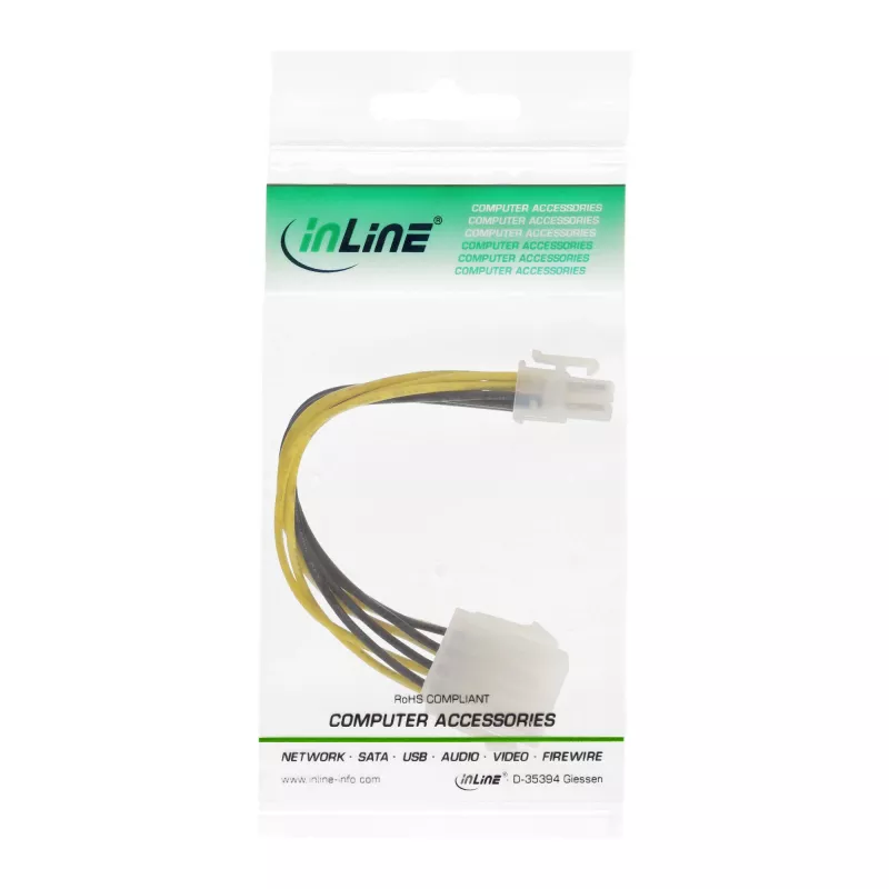 InLine adaptér napájania základnej dosky ATX 2.0/EPS 8pin / 12V ATX1.3 4pin 0,15 m