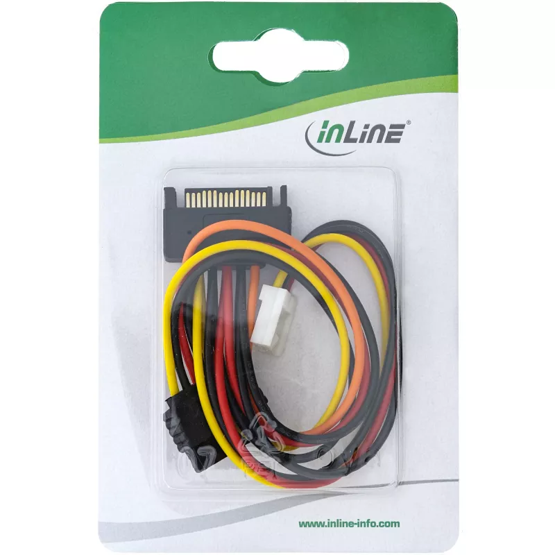 SATA napájací adaptér konektor samica/samec + Floppy napájací konektor 0,15 m InLine 29691