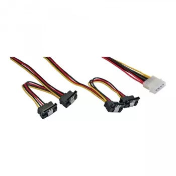 InLine interný Y napájací kábel 1x Molex / 4x SATA zahnutý s poistkami 0,40+0,55 m