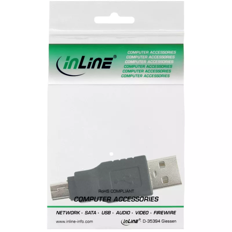 InLine adaptér USB 2.0 Type-A konektor samec / Mini-USB 5-Pin konektor samec 33441C