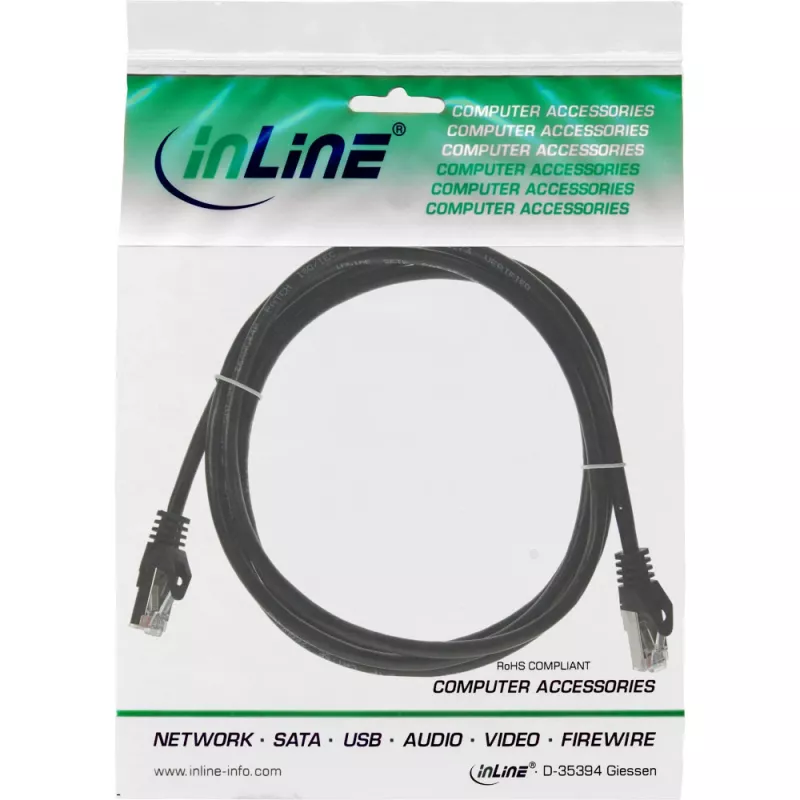 InLine patch kábel F/UTP Cat.5e čierny 2 m