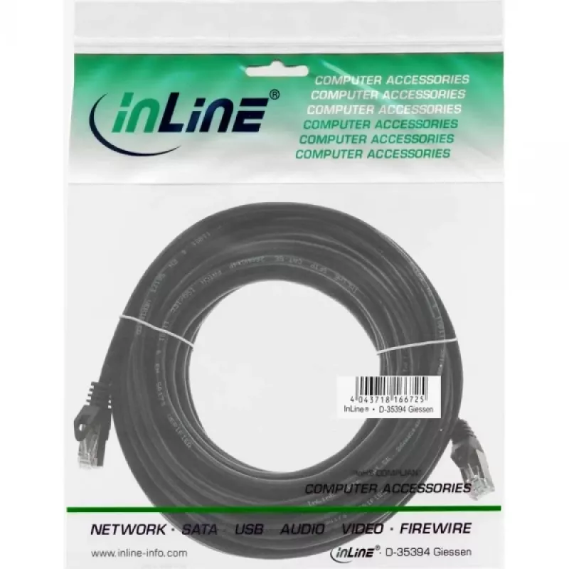 Patch kábel InLine 71500S RJ-45 Cat5e 10 m čierny
