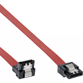 InLine SATA kábel pre 150-/300-/600-SATA pripojenia zahnutý s poistkami, 90°, 0,3 m