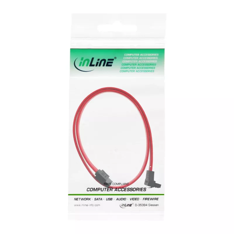 InLine SATA kábel pre 150 / 300 / 600 S-ATA pripojenia zahnutý so zámkami 90° 0,7 m