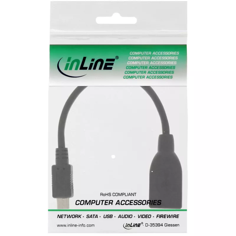 InLine Micro-USB-OTG adaptérový kábel, Micro-B konektor samec na USB-A konektor samica, 0,1 m