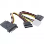 InLine SATA napájací adaptérový kábel konektor samec na konektor samica na 2x SATA + 4-pin Molex napájací konektor