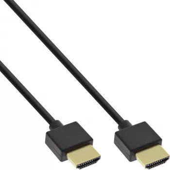 InLine High Speed HDMI kábel s Ethernet, AM/AM, super plochý, čierny/zlatý, 1m