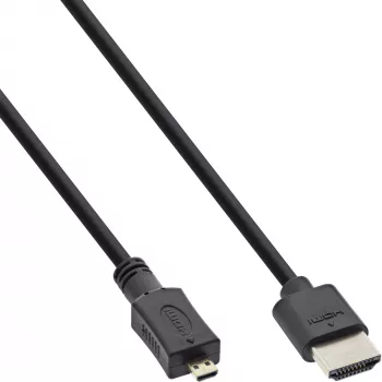 InLine High Speed HDMI kábel s Ethernet, AM/DM, super plochý, čierny/zlatý, 1m