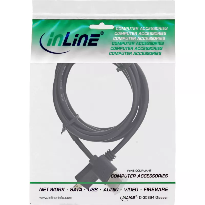 InLine High Speed HDMI kábel s Ethernet, AM/DM, super plochý, čierny/zlatý, 1,8 m