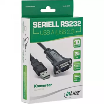USB 2.0 na sériový adaptérový kábel InLine 33306I 0,25 m čierny