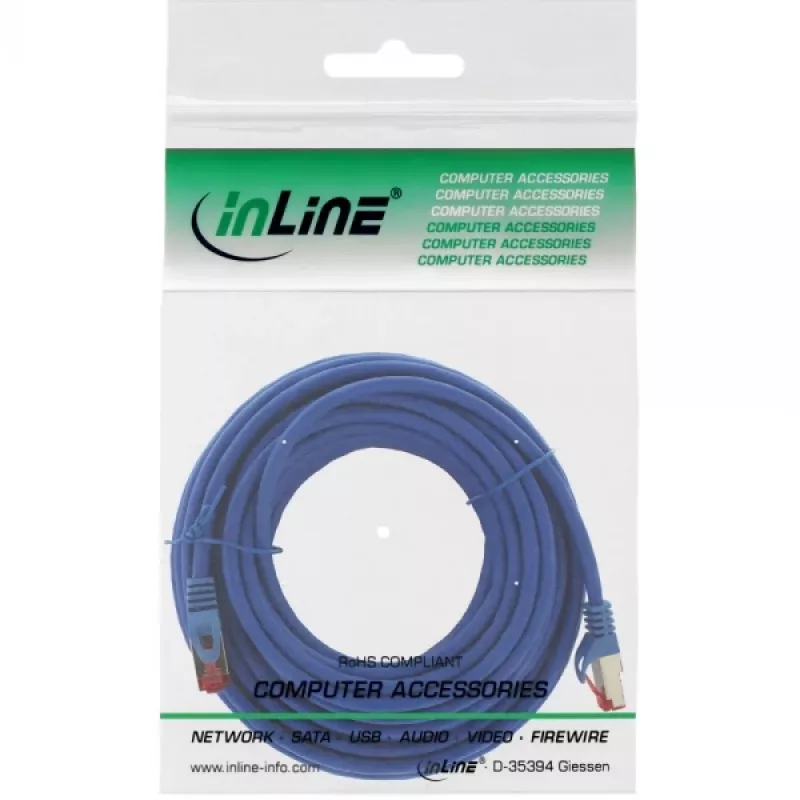 InLine patch kábel S/FTP PiMF Cat.6 250MHz meď bezhalogénový modrý 15m