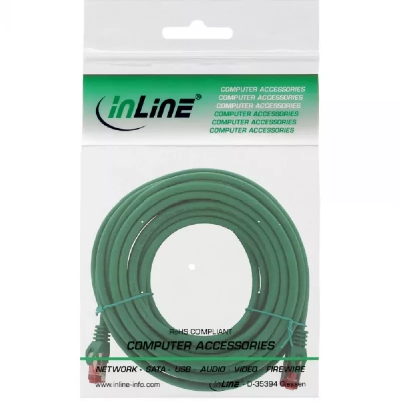 InLine patch kábel S/FTP PiMF Cat.6 250MHz meď bezhalogénový zelený 15m
