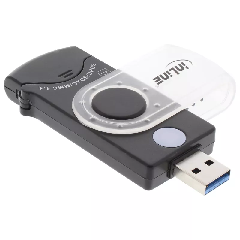 InLine USB 3.0 mobilná čítačka kariet s 2 slotmi pre SD SDHC SDXC microSD