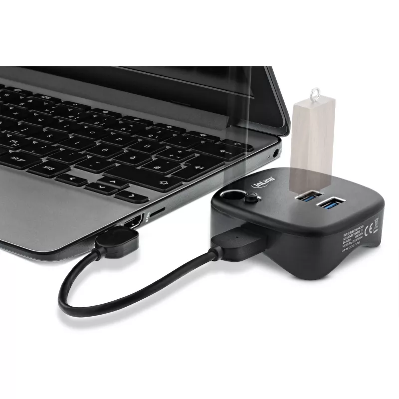 InLine USB 3.0 multiadapter, 2x USB-A, RJ45, čítačka SD/MicroSD kariet, čierny