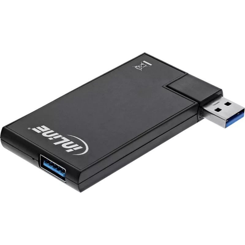 InLine USB 3.0 otočný hub, 4 porty, čierny