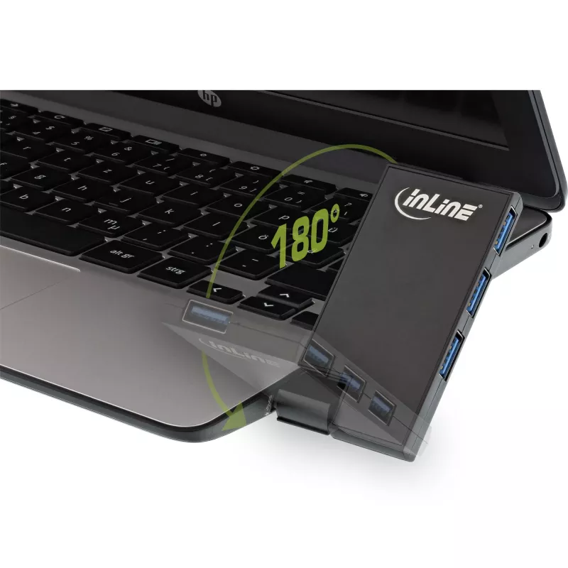 InLine USB 3.0 otočný hub, 4 porty, čierny