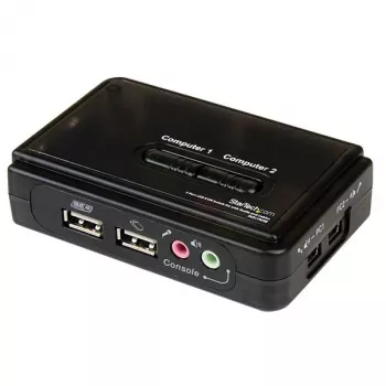 StarTech.com 2-portový čierny USB KVM switch kit s audiom a káblami