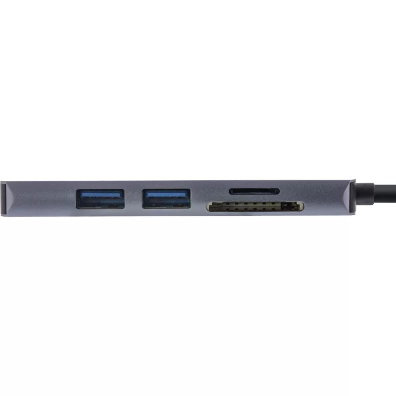 InLine multi-hub USB 3.2 Gen.1, 2x USB-A, HDMI 4K/30Hz, čítačka kariet, hliník, sivý