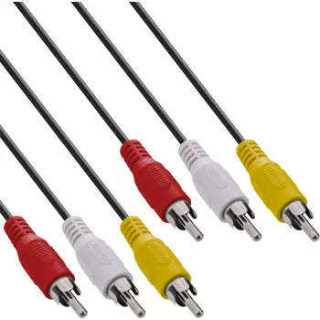 InLine AV kábel 3x RCA samec/samec 2 m, 3 x RCA, 2 m, čierny