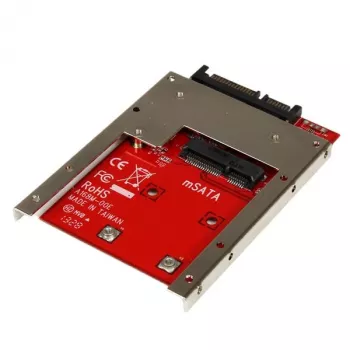 StarTech.com mSATA SSD na 2,5-palcový SATA adaptér konvertor, SATA, mSATA, čierny, červený, strieborný, CE, FCC, 6 Gbit/s, -40 - 85 °C