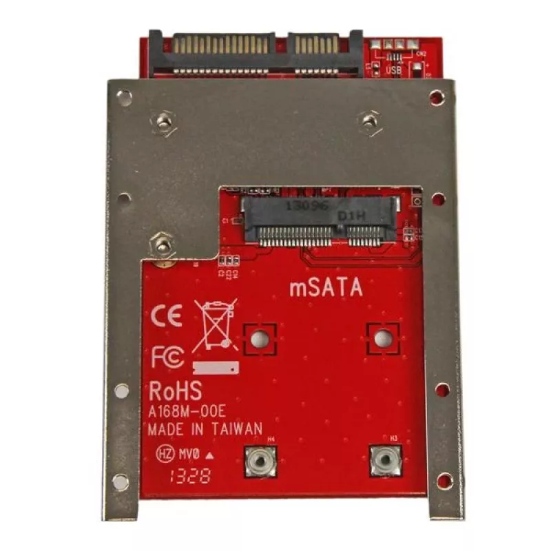 StarTech.com SAT32MSAT257 adaptér / prevodník mSATA SSD na 2,5-palcové SATA, 22-pinové SATA, 6 Gbit/s, čierna, červená, strieborná