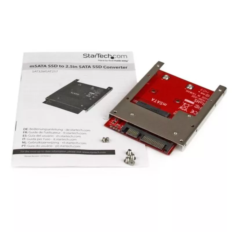 StarTech.com SAT32MSAT257 adaptér / prevodník mSATA SSD na 2,5-palcové SATA, 22-pinové SATA, 6 Gbit/s, čierna, červená, strieborná