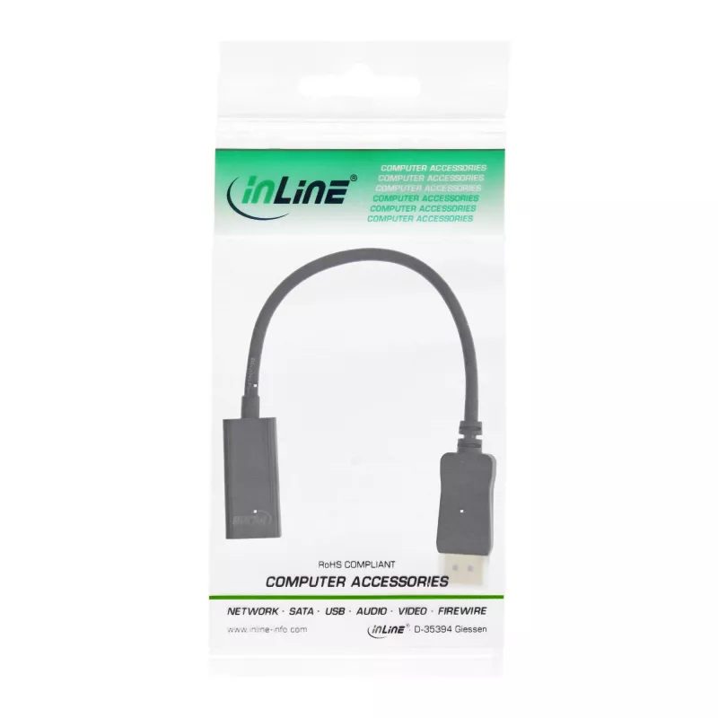 InLine DisplayPort na HDMI adaptér s audiom, DisplayPort samec / HDMI samica, 4K/60Hz