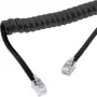 InLine špirálový kábel k telefónu, RJ10 4P4C samec/samec, čierny, max. 2 m