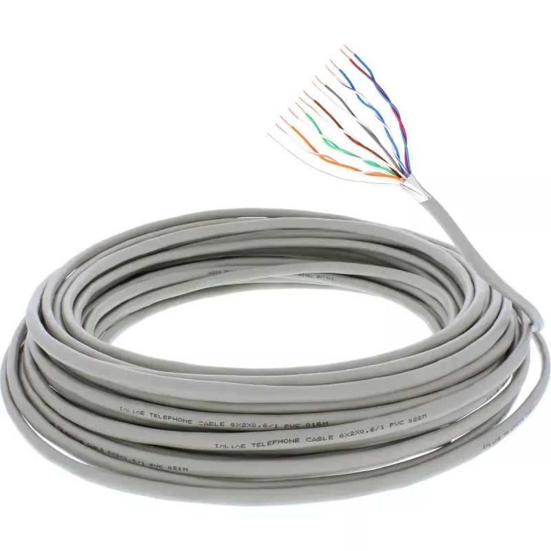 InLine telefónny kábel 12 vodičov pevný inštalácia 6x2x0,6mm tienený 25m