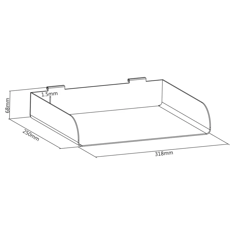Modulárna polica InLine Slatwall Shelf large biela oceľ 318 mm 250 mm 68 mm