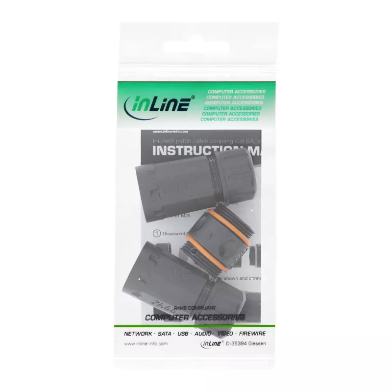 InLine Cat.6A spojka, vodotesná IP68, 2x RJ45 samica/samica, 1:1