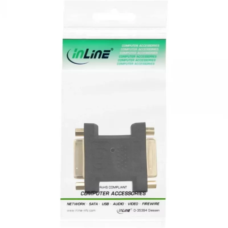 InLine DVI-I adaptér digitálny + analógový 24+5 samica / samica čierny pozlátený