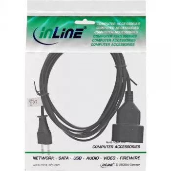InLine Euro konektor Type-C predlžovací napájací kábel samec/samica, čierny, 3m