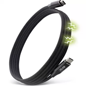 InLine magnetický USB-C kábel, USB-C konektor samec/samec, 100W, čierny, 1,5 m