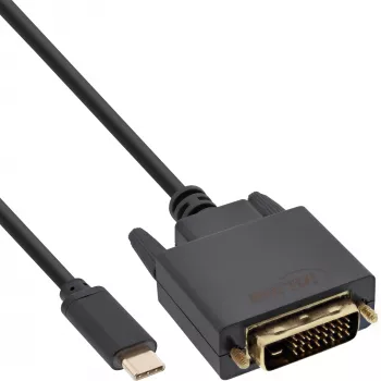 InLine USB display kábel, USB-C konektor samec / DVI konektor samec (DP Alt Mode), čierny, 1 m