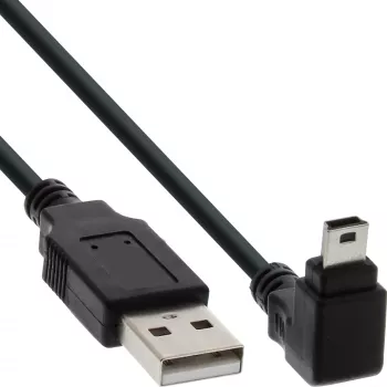InLine USB Type-A konektor samec / Mini-USB konektor samec 5 pin zahnutý 90° čierny 3 m