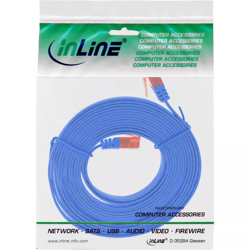 InLine plochý ultraslim patch kábel U/UTP Cat.6 gigabitový modrý 1,5 m