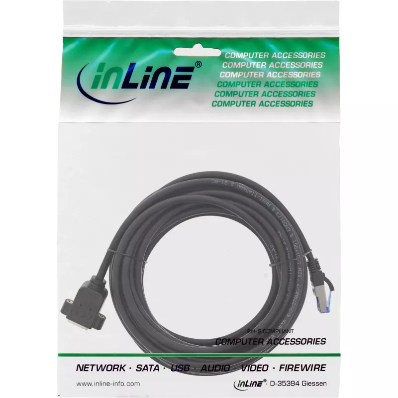 InLine patch kábel montážny priechod, S/FTP (PiMf), Cat.6A, LSZH, meď, 10 m