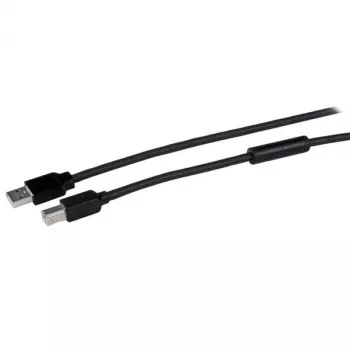 StarTech.com 15m aktívny USB 2.0 A na B kábel, dlhý USB tlačiarňový kábel, 1x USB-A (M), 1x USB-B (M) – čierny