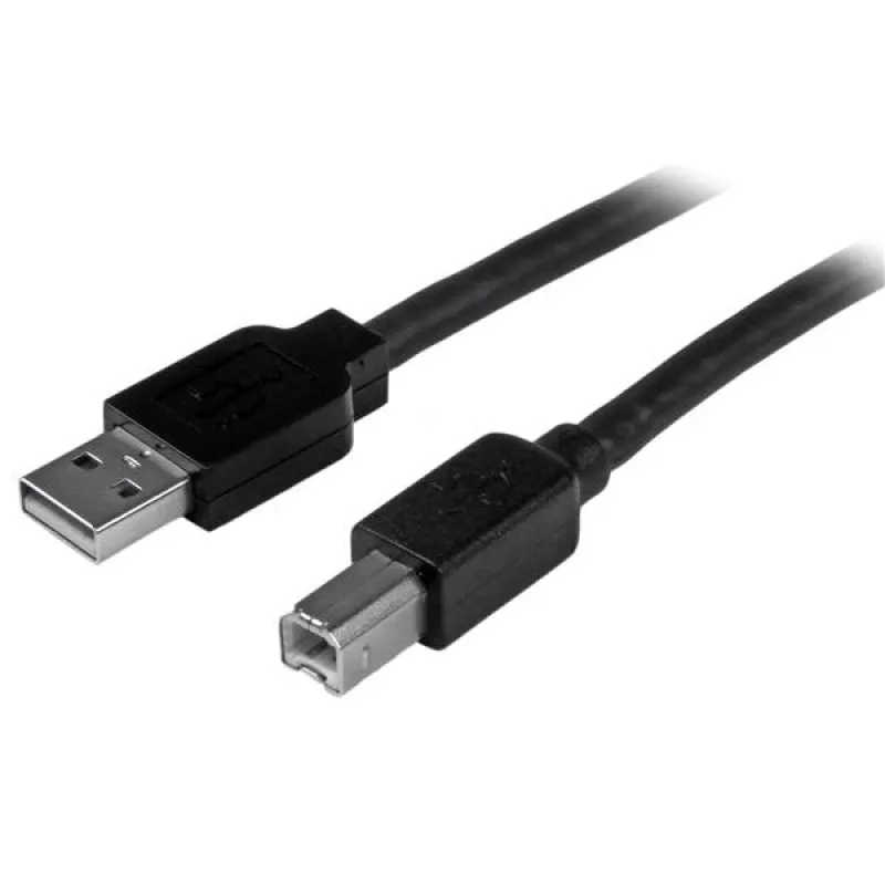 StarTech.com 15m aktívny USB 2.0 A na B kábel, dlhý USB tlačiarňový kábel, 1x USB-A (M), 1x USB-B (M) – čierny