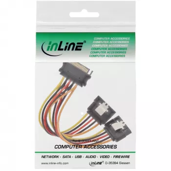 InLine SATA napájací Y-kábel konektor samica / 2x konektor samec s bezpečnostným zaistením, 0,30 m