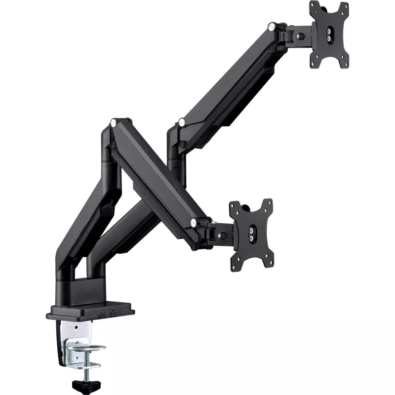InLine držiak na stôl so zdvíhacím mechanizmom a USB/audio, 2 monitory do 81 cm (32 palcov), čierny