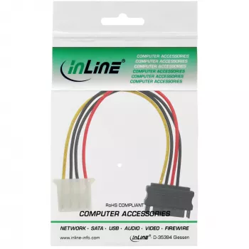 SATA napájací adaptérový kábel 15-pin konektor samica / 4-pin konektor samec 0,15 m InLine 29669
