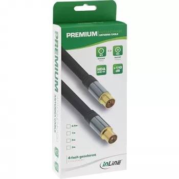 Anténny kábel InLine Premium 69203P 4-násobne tienený >110 dB čierny 3 m