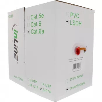 InLine patch kábel S/FTP PiMF Cat.6A bezhalogénový 500 MHz oranžový 100 m