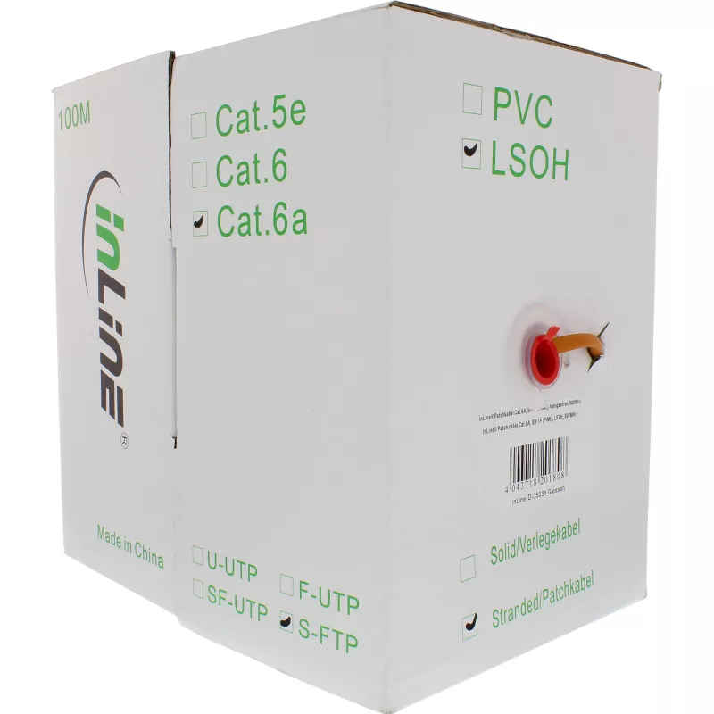 InLine patch kábel S/FTP PiMF Cat.6A bezhalogénový 500 MHz oranžový 100 m